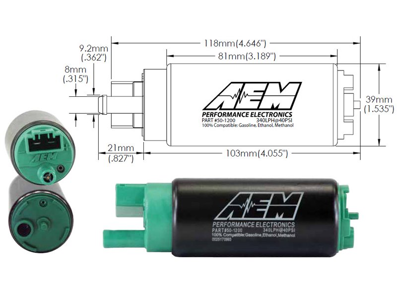 AEM 320L E85 in tank Brændstofpumpe