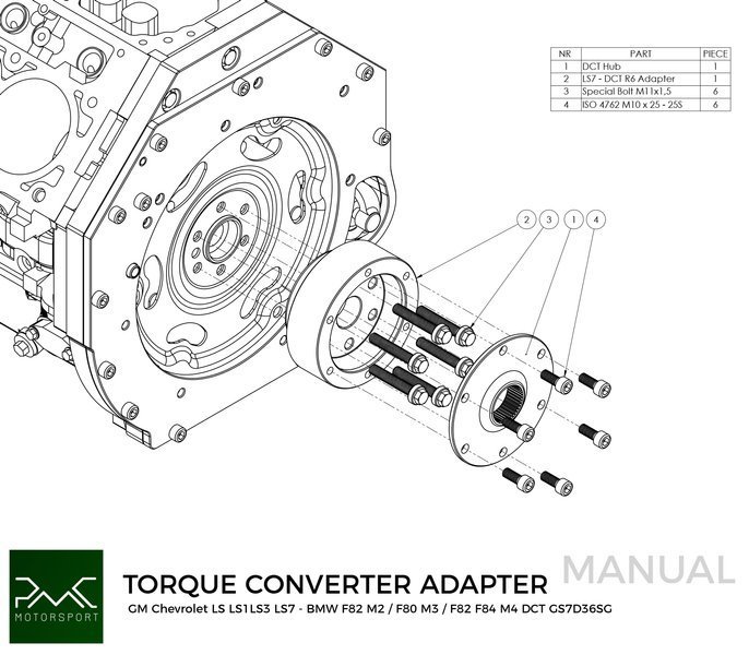 PMC Adapter sæt GM Chevrolet LSX - BMW DCT DKG Getrag GS7D36SG Inline-six