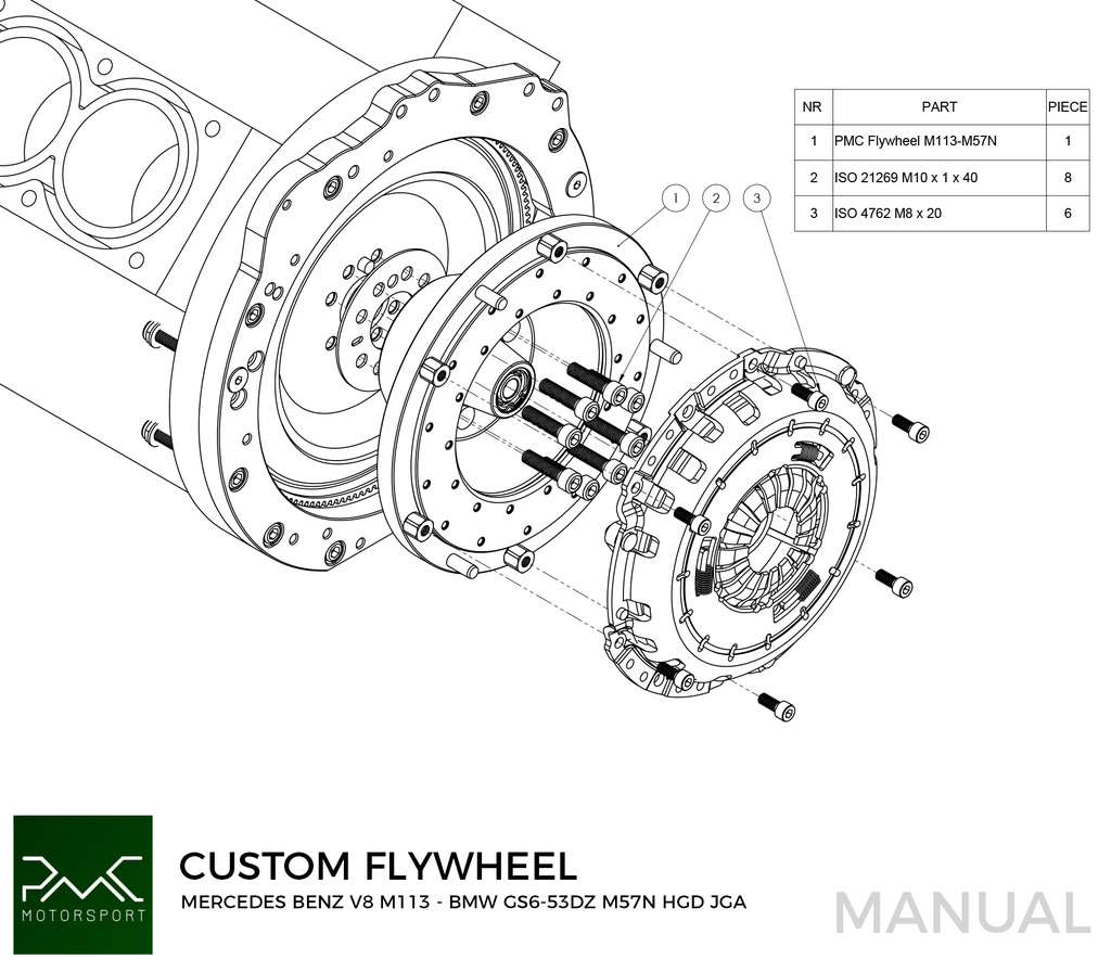 Adapter kit gearkasse OM605 OM606 - BMW M57N2 6-speed