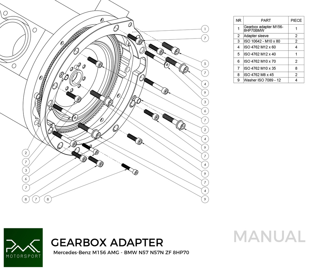 PMC Adapter sæt Mercedes-Benz M112 M113 - BMW N57N N57 ZF 8HP70