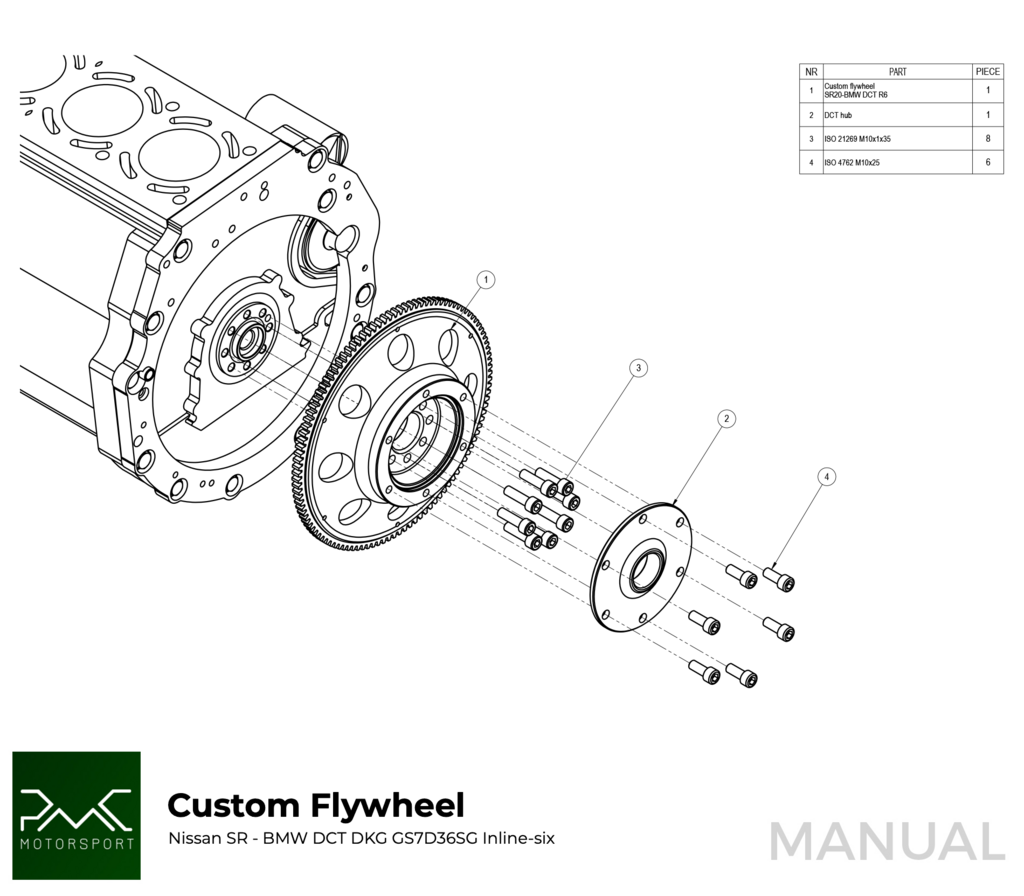 PMC Adapter sæt Nissan SR - BMW DCT DKG Getrag GS7D36SG Inline-six