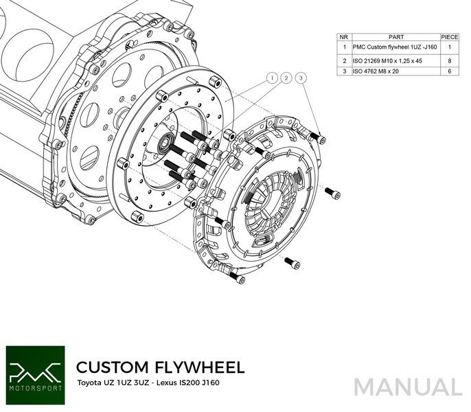 PMC Adapter sæt Toyota UZ - Toyota Altezza / Lexus IS200 J160 Aisin AZ6 (first gen.)