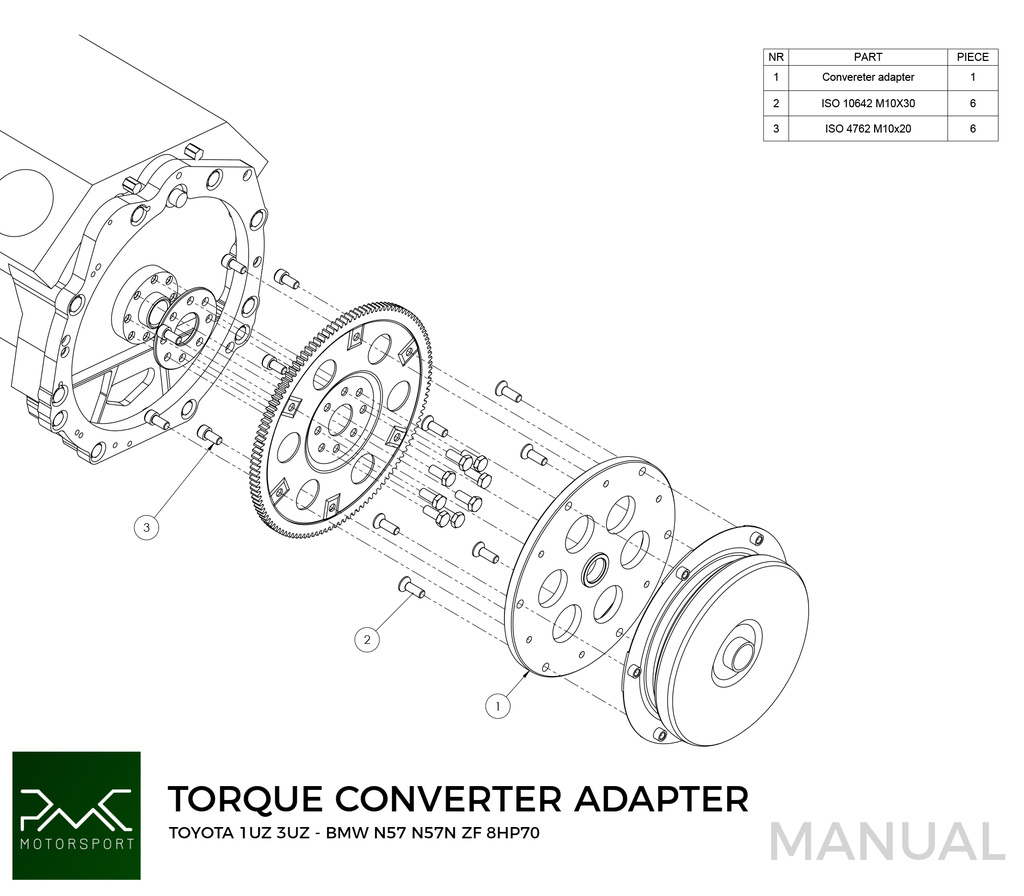 PMC Adapter sæt Toyota UZ - BMW N57N N57 ZF 8HP70