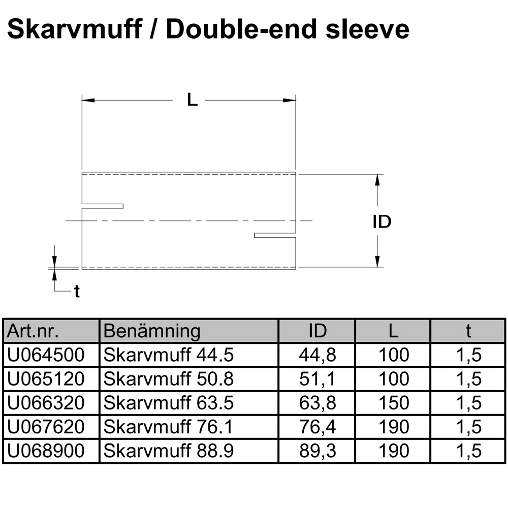 ledmuffe 2,5 tomme Rustfri (63mm)