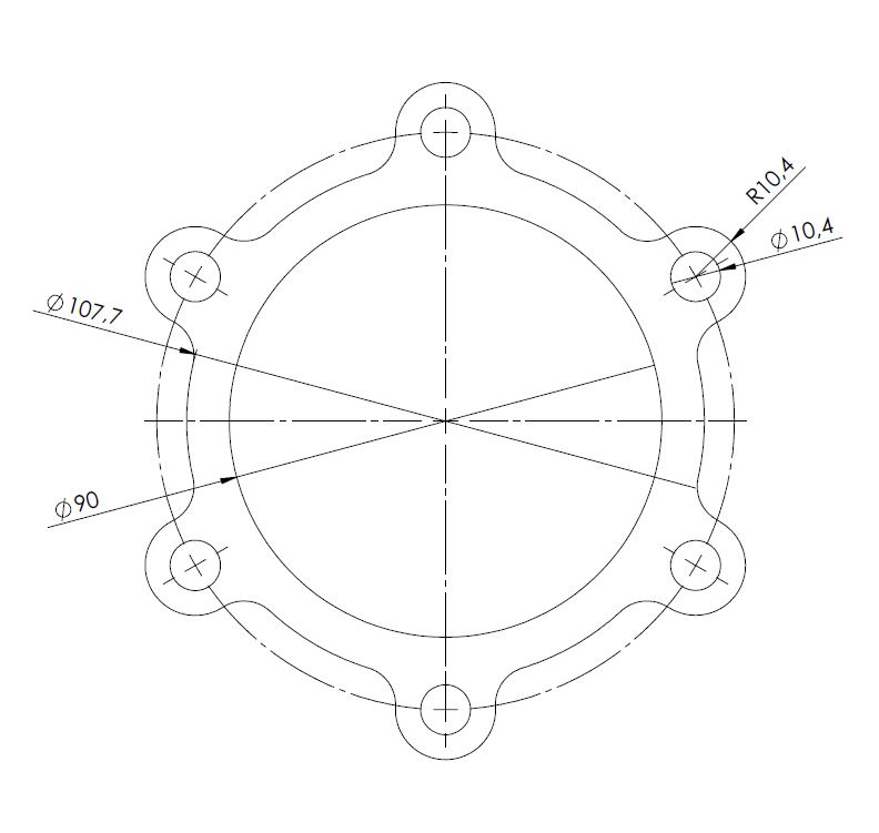 Downpipeflange Holset HX40WG / HX50 stål