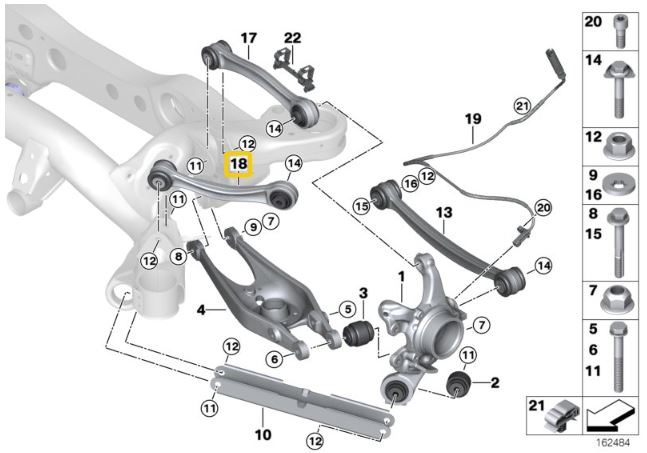 Bageste øvre justerbare støttearme BMW E8x, E9x (Ver. 1)
