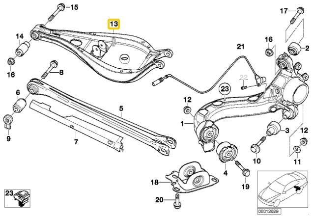 IRP Camberstag  øverst, Bag (Aluminium) BMW E46 (Ver2)
