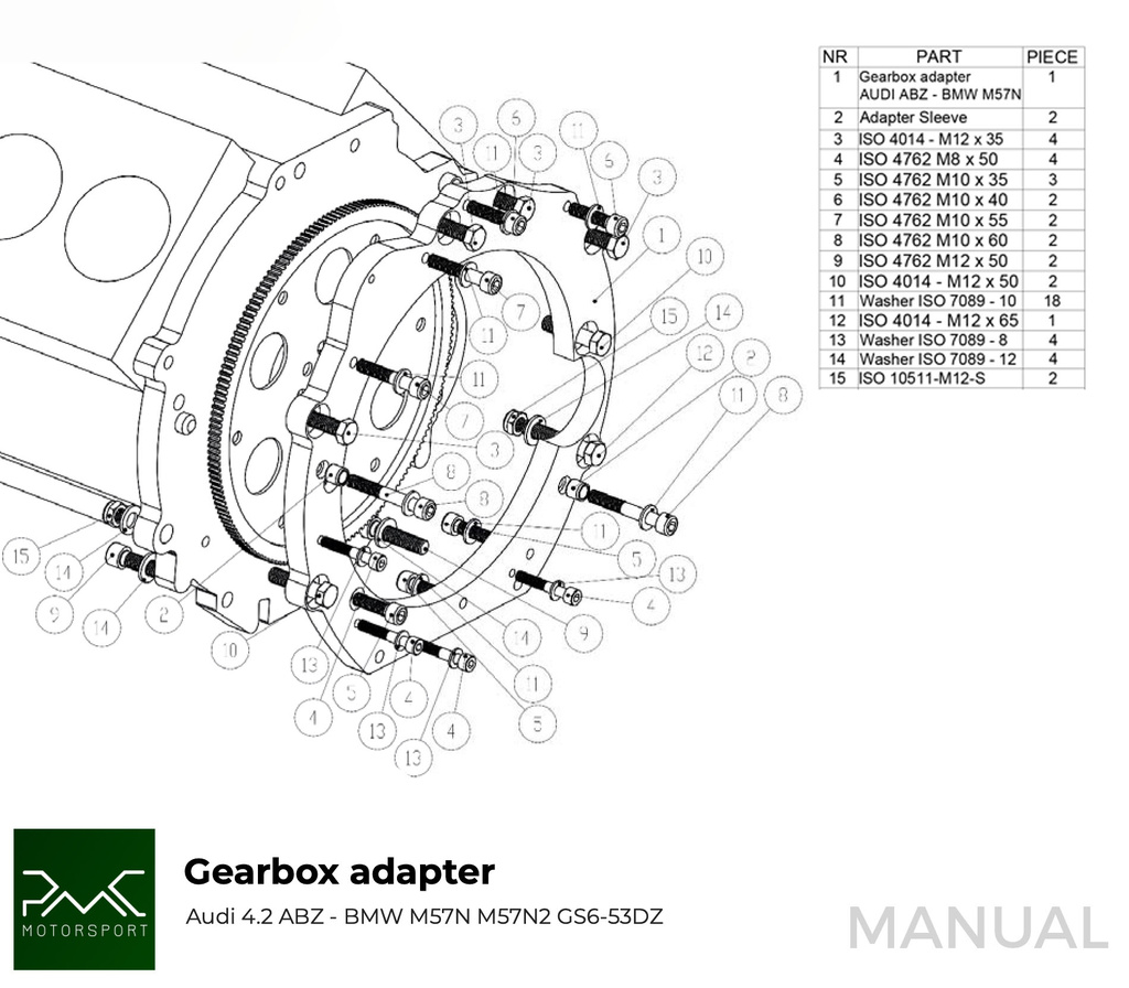 Adapterplade gearkasse Audi 4.2 ABZ