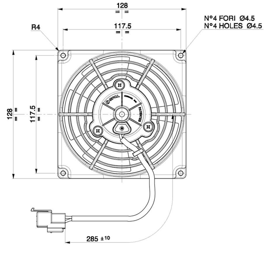 Spal Kølerventilator / Køleblæser 115mm / 4,5" sugning
