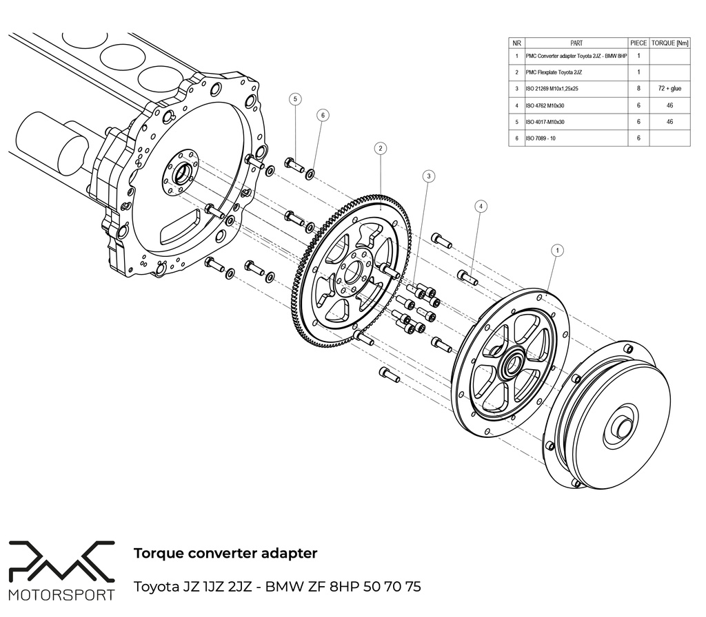 Adapter Kit Toyota JZ 1JZ 2JZ - BMW ZF 8HP 50 51 70 75