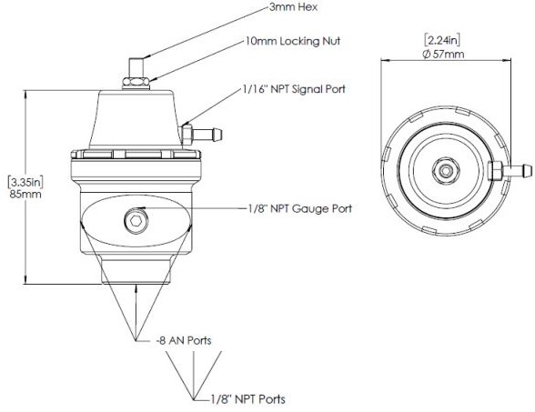 Turbosmart Brændstoftryksregulator AN8 Lilla