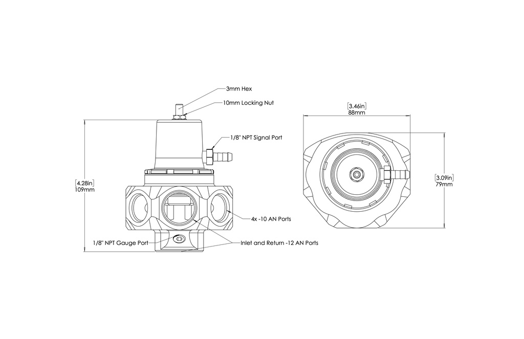 Turbosmart Brændstoftryksregulator AN12/AN10 Pro Sort