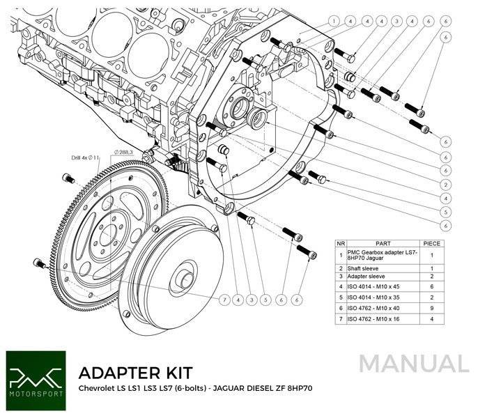 PMC Momentomformer Adapter ZF 8HP70 Jaguar Diesel - GM Chevrolet V8 LS