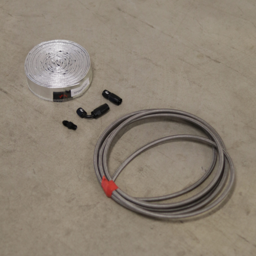 Garret Oil in Kit Turbo 1 x lige + 1 x 90 grader AN4 + Alu varmeskjold