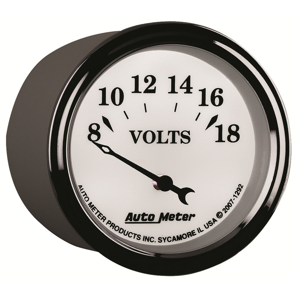 2-1/16" Voltmeter, 8-18v, Old-Tyme White Ii