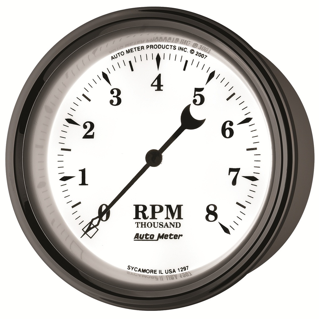 3-3/8" In-Dash Tachometer, 0-8,000 Rpm, Old-Tyme White Ii