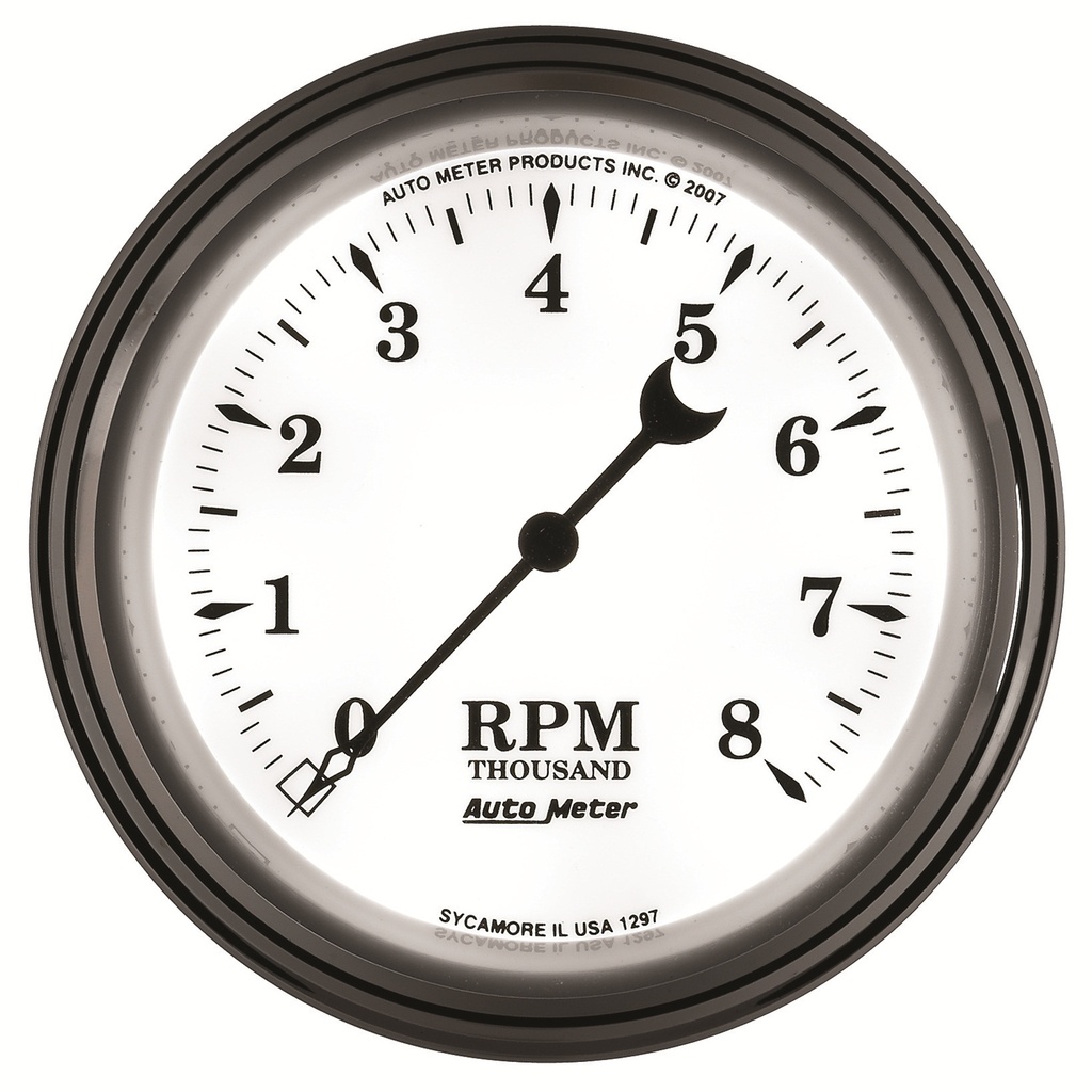 3-3/8" In-Dash Tachometer, 0-8,000 Rpm, Old-Tyme White Ii