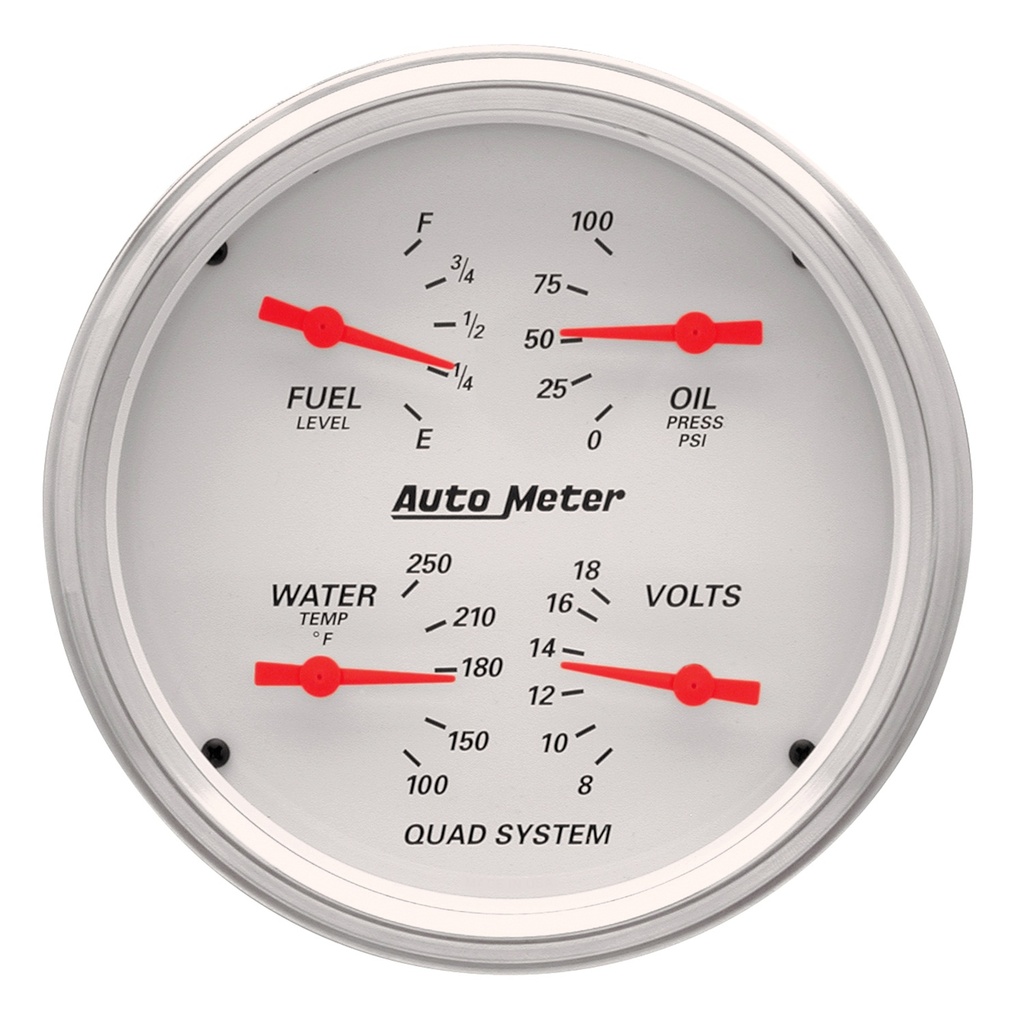 2 Pc. Gauge Kit, 5" Quad & Speedometer, 240-33 Ω, Arctic White
