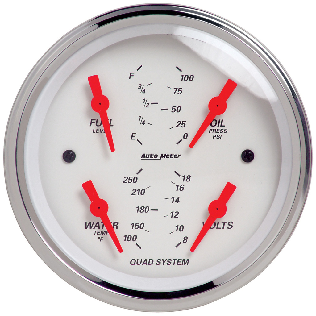 3-3/8" Quad Gauge, 100 Psi/100-250 °F/8-18v/240-33 Ω, Arctic White