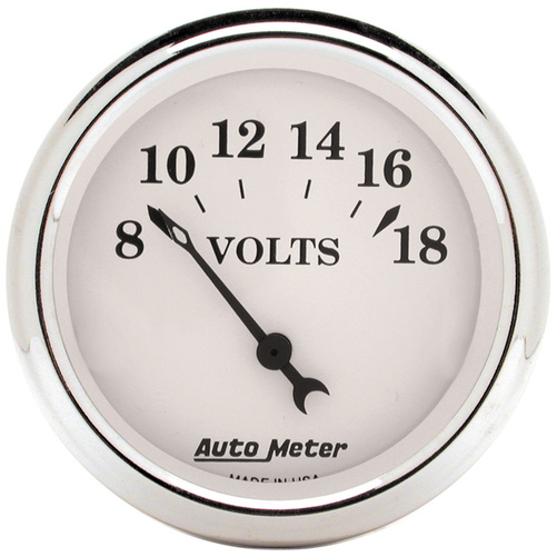 2-1/16" Voltmeter, 8-18v, Old-Tyme White
