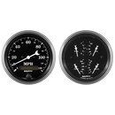 2 Pc. Gauge Kit, 3-3/8" Quad & Speedometer, 240-33 Ω, Old Tyme Black