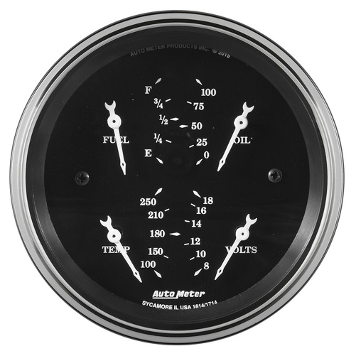 3-3/8" Quad Gauge, 240-33 Ω,Old Tyme Blk