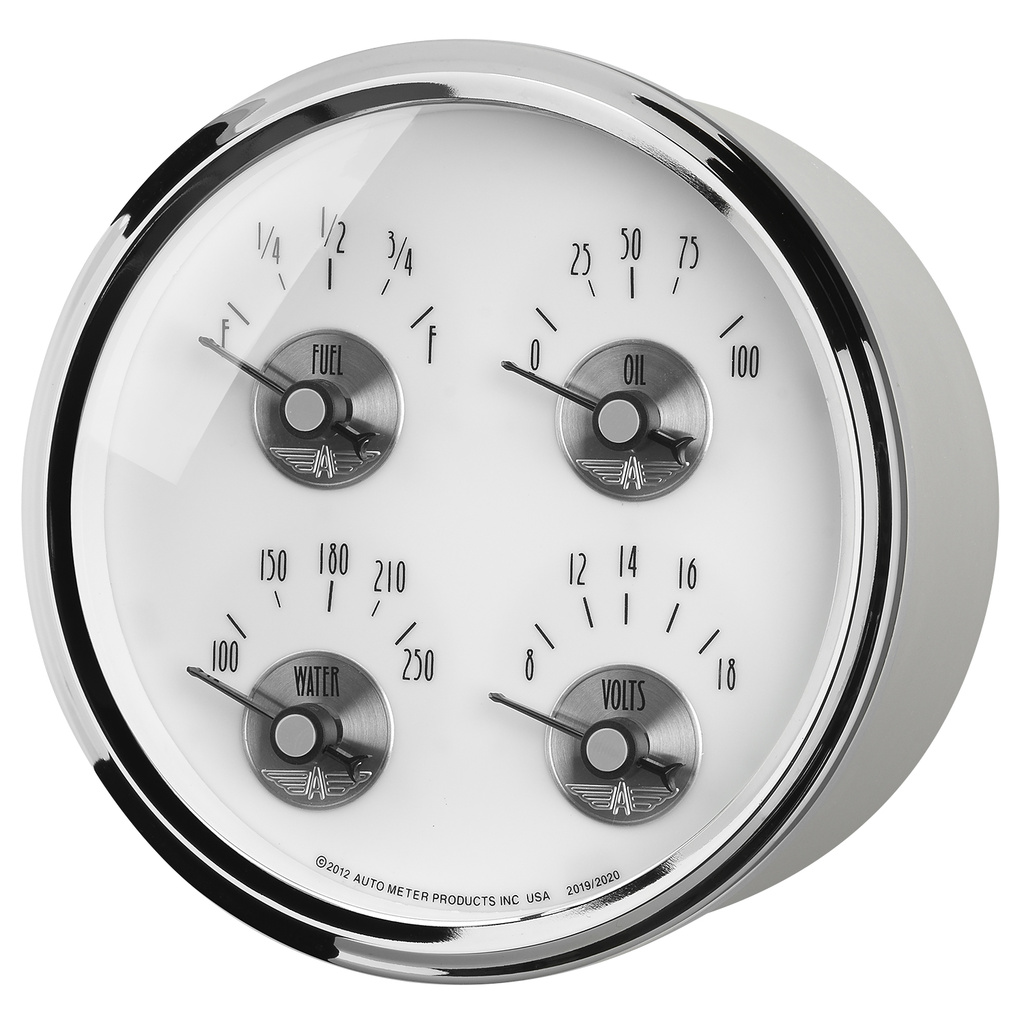 5" Quad Gauge, 100 Psi/100-250 °F/8-18v/0-90 Ω, Prestige Pearl