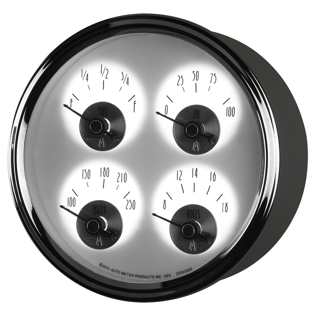 5" Quad Gauge, 100 Psi/100-250 °F/8-18v/0-90 Ω, Prestige Pearl
