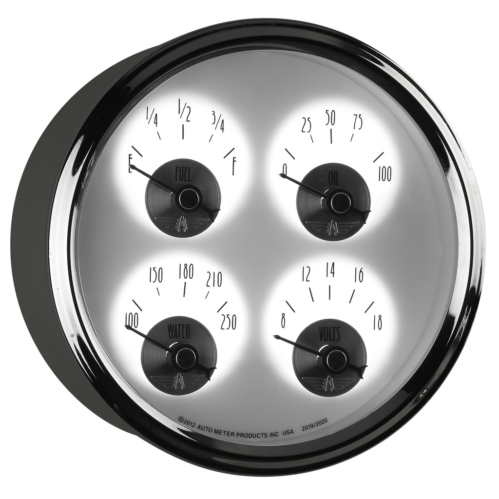 5" Quad Gauge, 100 Psi/100-250 °F/8-18v/0-90 Ω, Prestige Pearl