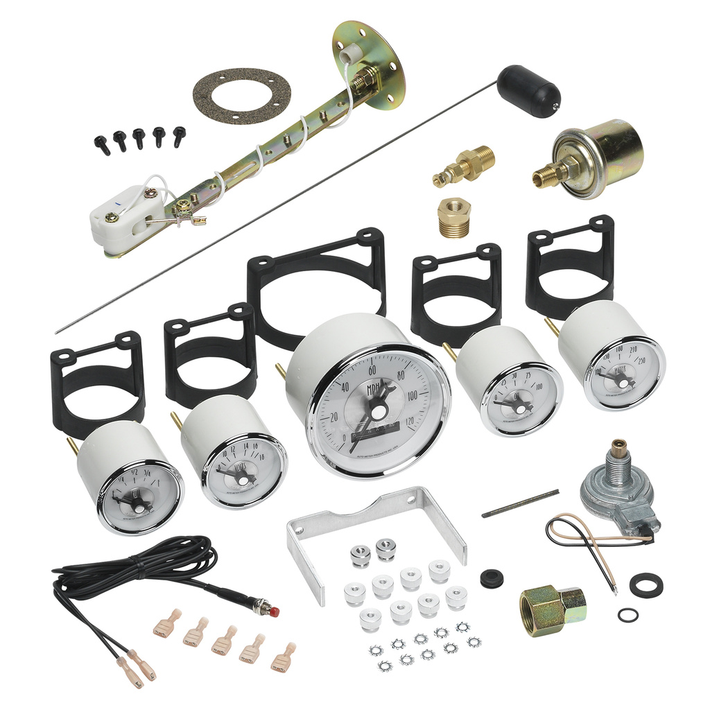 5 Pc. Gauge Kit, 3-3/8" & 2-1/16", Elec. Speedo W/ Wheel Odo, Prestige Pearl