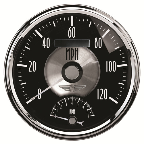 5" Tachometer/Speedometer Combo, 8k Rpm/120 Mph, Prestige Black Diamond