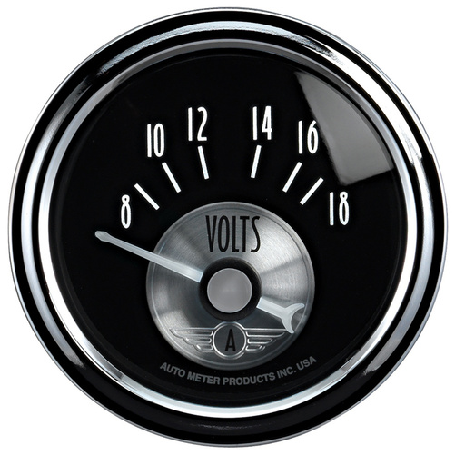 2-1/16" Voltmeter, 8-18v, Prestige Black Diamond