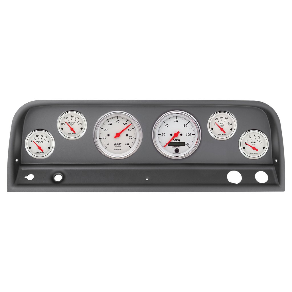 6 Gauge Direct-Fit Dash Kit, Chevy Truck 64-66, Arctic White