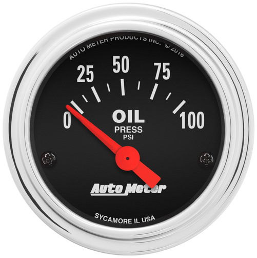2-1/16" Oil Pressure, 0-100 Psi, Traditional Chrome