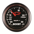 2-1/16" Boost/Vacuum, 30 In Hg/30 Psi, Chevy Red Bowtie, Black