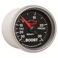 2-1/16" Boost/Vacuum, 30 In Hg/30 Psi, Chevy Red Bowtie, Black