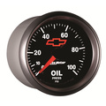 2-1/16" Oil Pressure, 0-100 Psi, Chevy Red Bowtie, Black