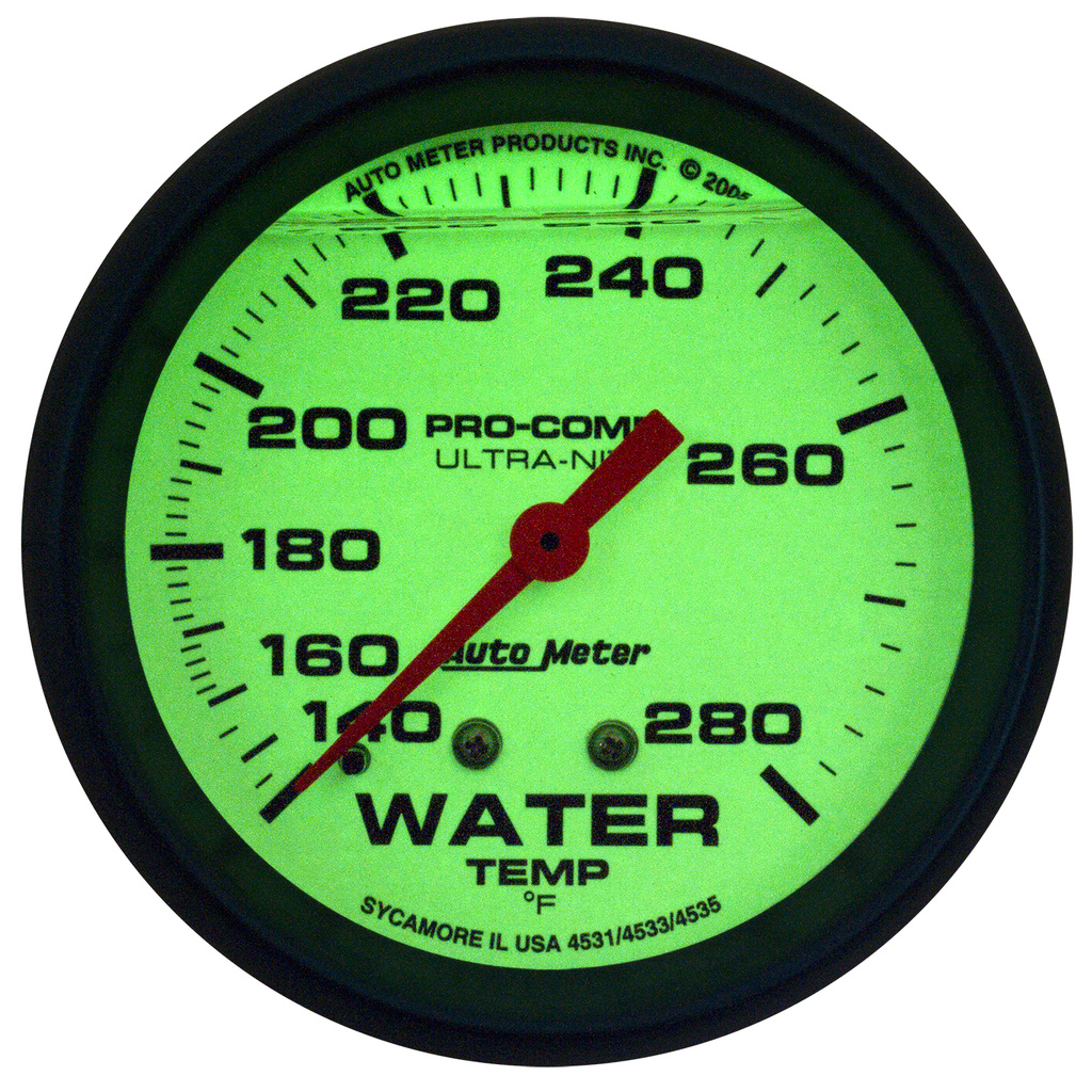 2-5/8" Water Temperature, 140-280 °F, Liquid Filled, Ultra-Nite