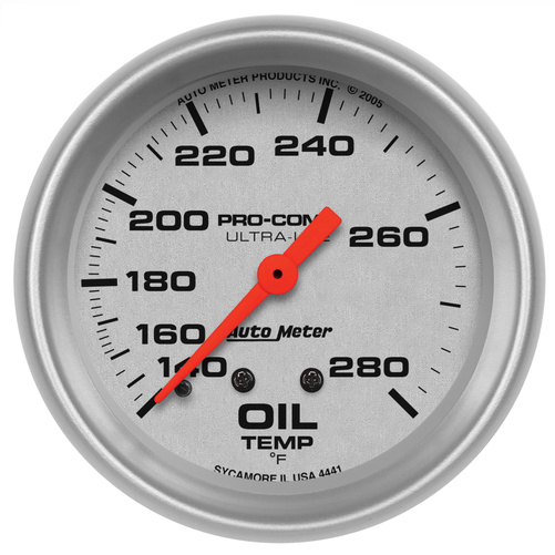 2-5/8" Oil Temperature, 140-280 °F, Ultra-Lite