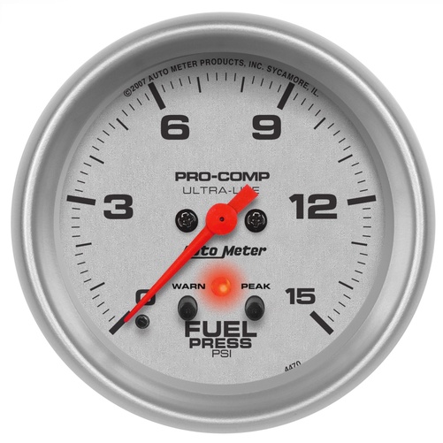 2-5/8" Fuel Pressure, 0-15 Psi, Ultra-Lite