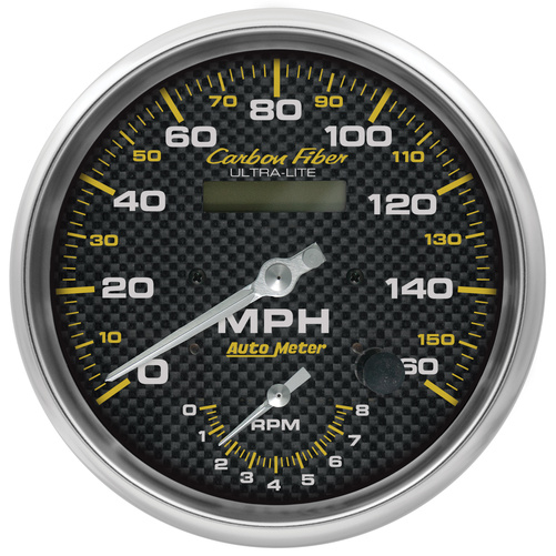 5" Tachometer/Speedometer Combo, 8k Rpm/160 Mph, Carbon Fiber