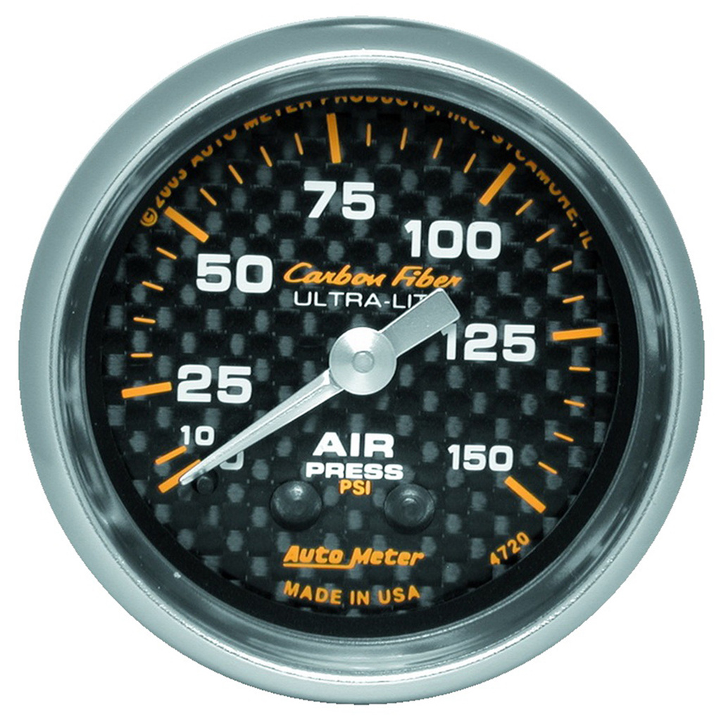 2-1/16" Air Pressure, 0-150 Psi, Carbon Fiber