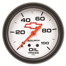 2-5/8" Oil Pressure, 0-100 Psi, Chevy Red Bowtie, White