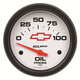 2-5/8" Oil Pressure, 0-100 Psi, Chevy Red Bowtie, White