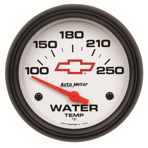 2-5/8" Water Temperature, 100-250 °F, Chevy Red Bowtie, White