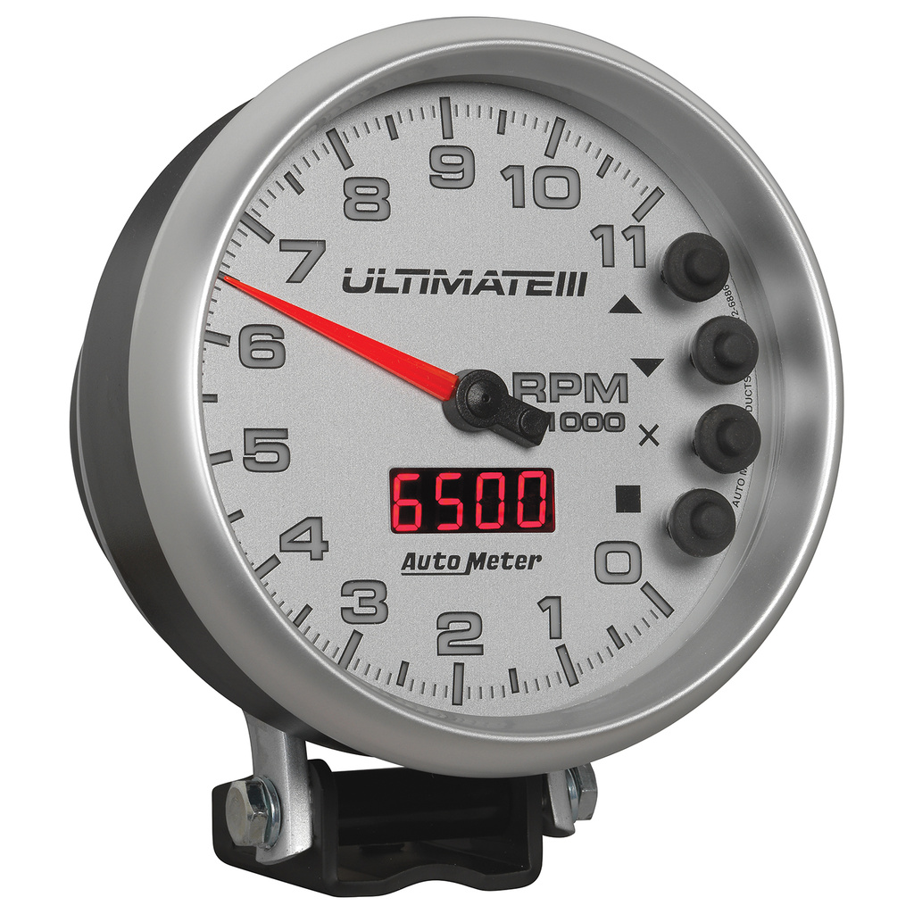5" Tachometer, 0-11,000 Rpm, Pedestal, Ultimate Iii Playback, Silver