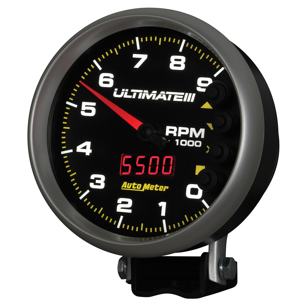 5" Tachometer, 0-9000 Rpm, Pedestal, Ultimate Iii Playback, Black