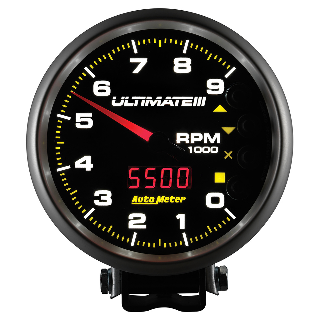 5" Tachometer, 0-9000 Rpm, Pedestal, Ultimate Iii Playback, Black