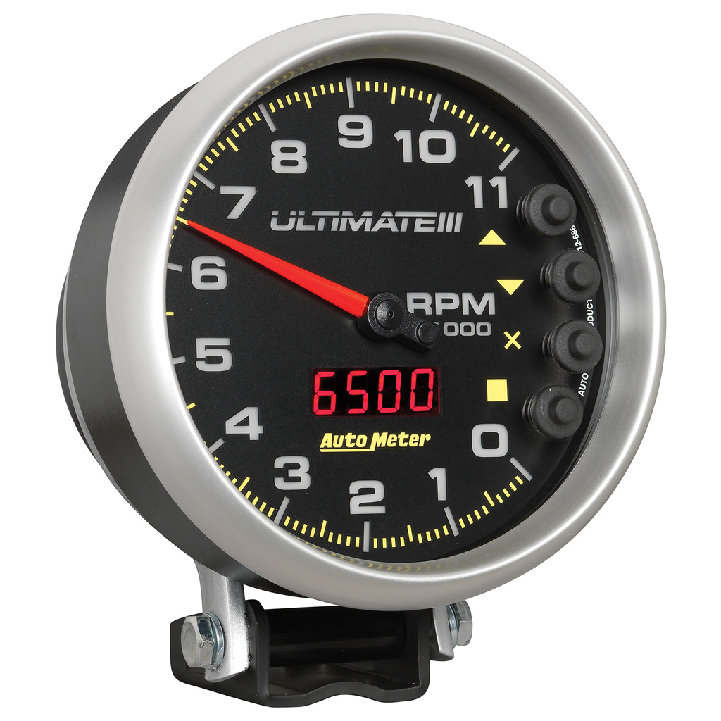 5" Tachometer, 0-11,000 Rpm, Pedestal, Ultimate Iii Playback, Black