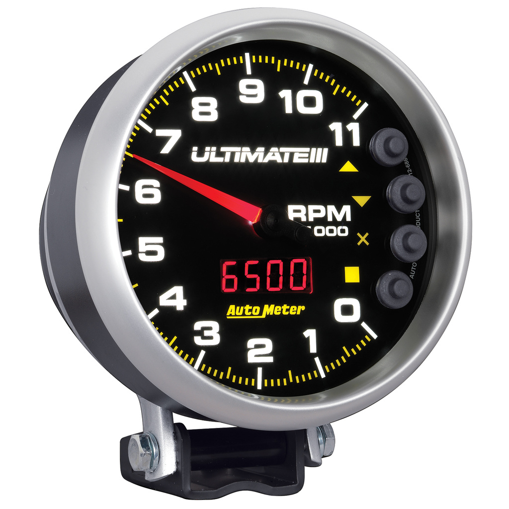 5" Tachometer, 0-11,000 Rpm, Pedestal, Ultimate Iii Playback, Black